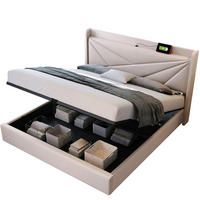 POLSTERBETT 140/200 cm Beige mit Stauraum, USB- und Type-C-Anschlüssen - Beige, Textil (140/200cm) - Flora Grace