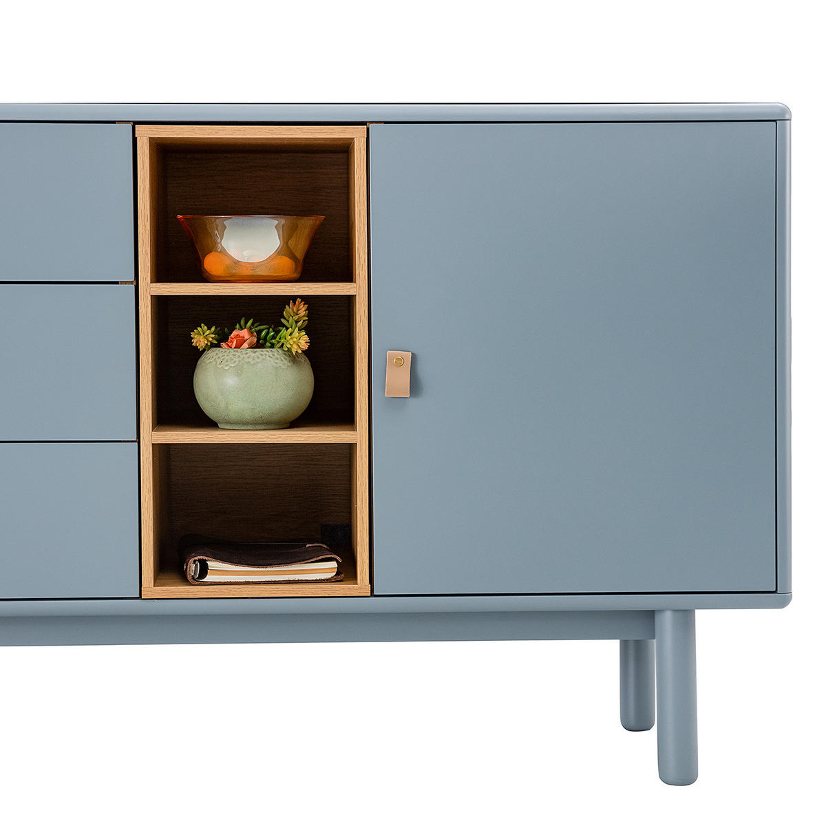 SIDEBOARD - 140 cm - Blaugrau/Braun, Holz/Holzwerkstoff (140/75/40cm) - home24