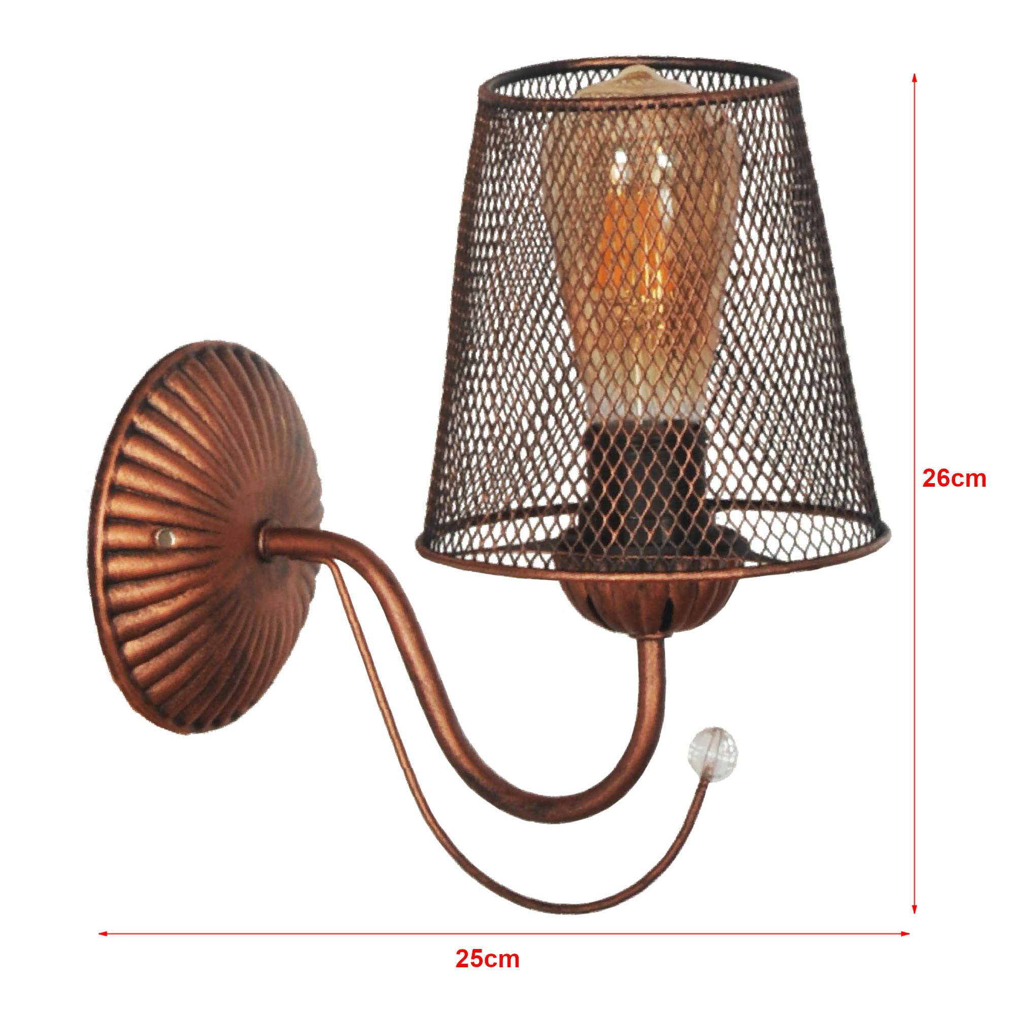 WANDLEUCHTE Finedon - Kupferfarben, Metall (24/24/20cm) - lux.pro