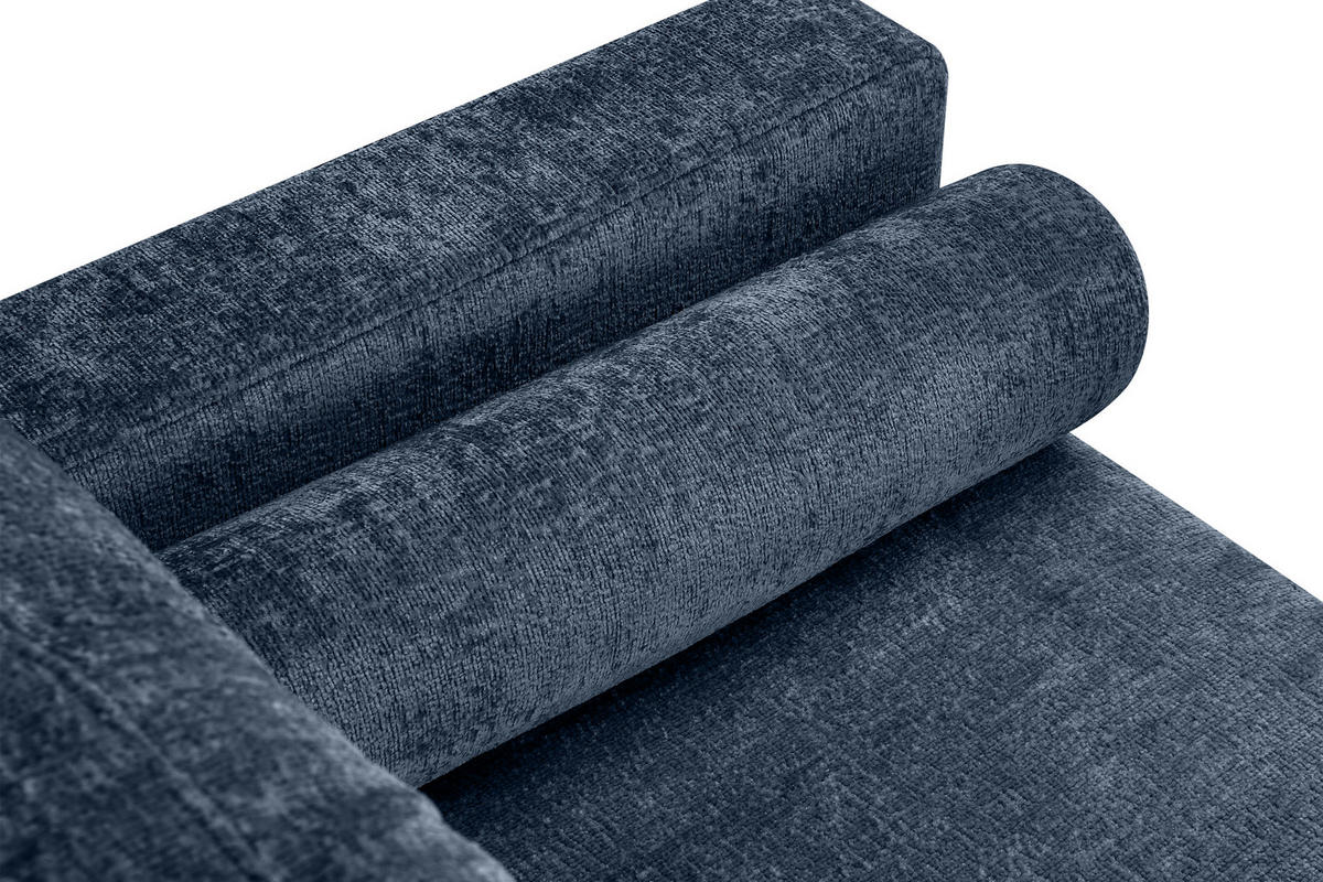 3-SITZER-SCHLAFSOFA ERISO mit weiche Sitzfläche und hohe Rückenlehne, Chenille-Stoff, blau - Blau/Braun, Textil (220/80/100cm) - KONSIMO®