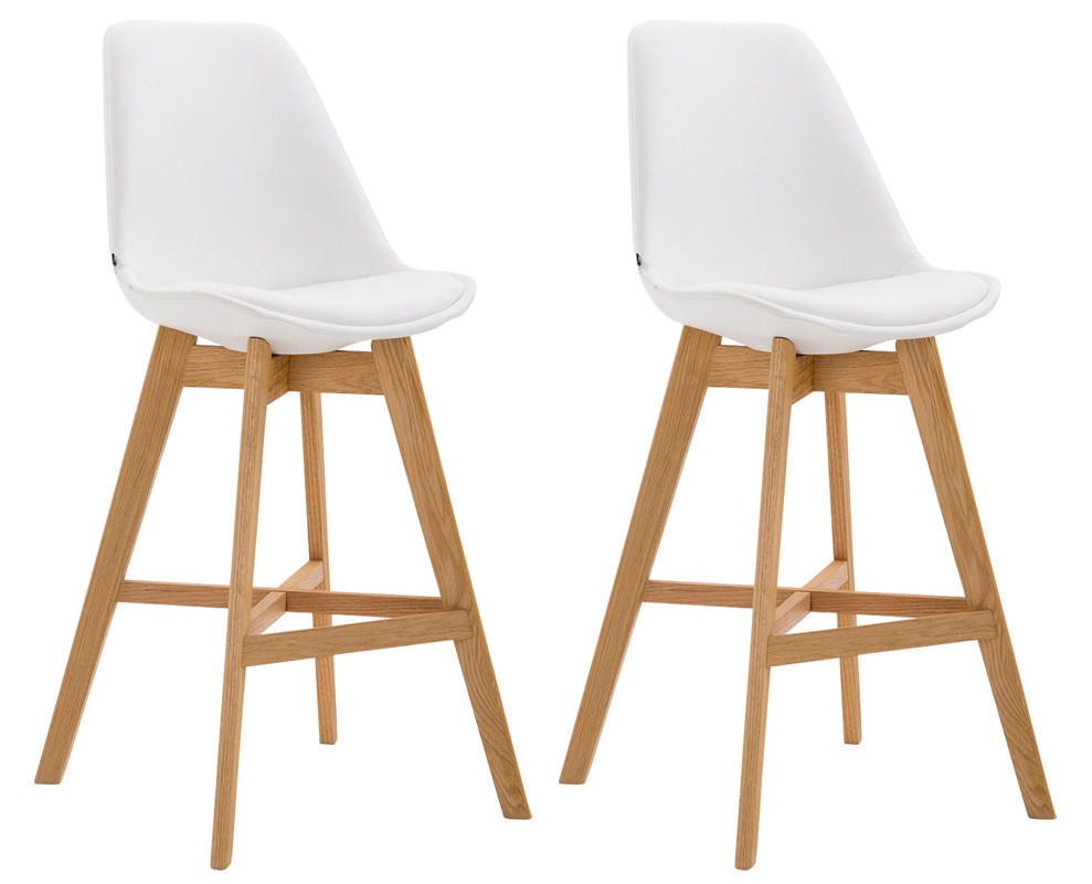 BARHOCKER 2er Set Dumir Kunstleder Weiß - Weiß, Leder (48/112/56cm) - DELUKE
