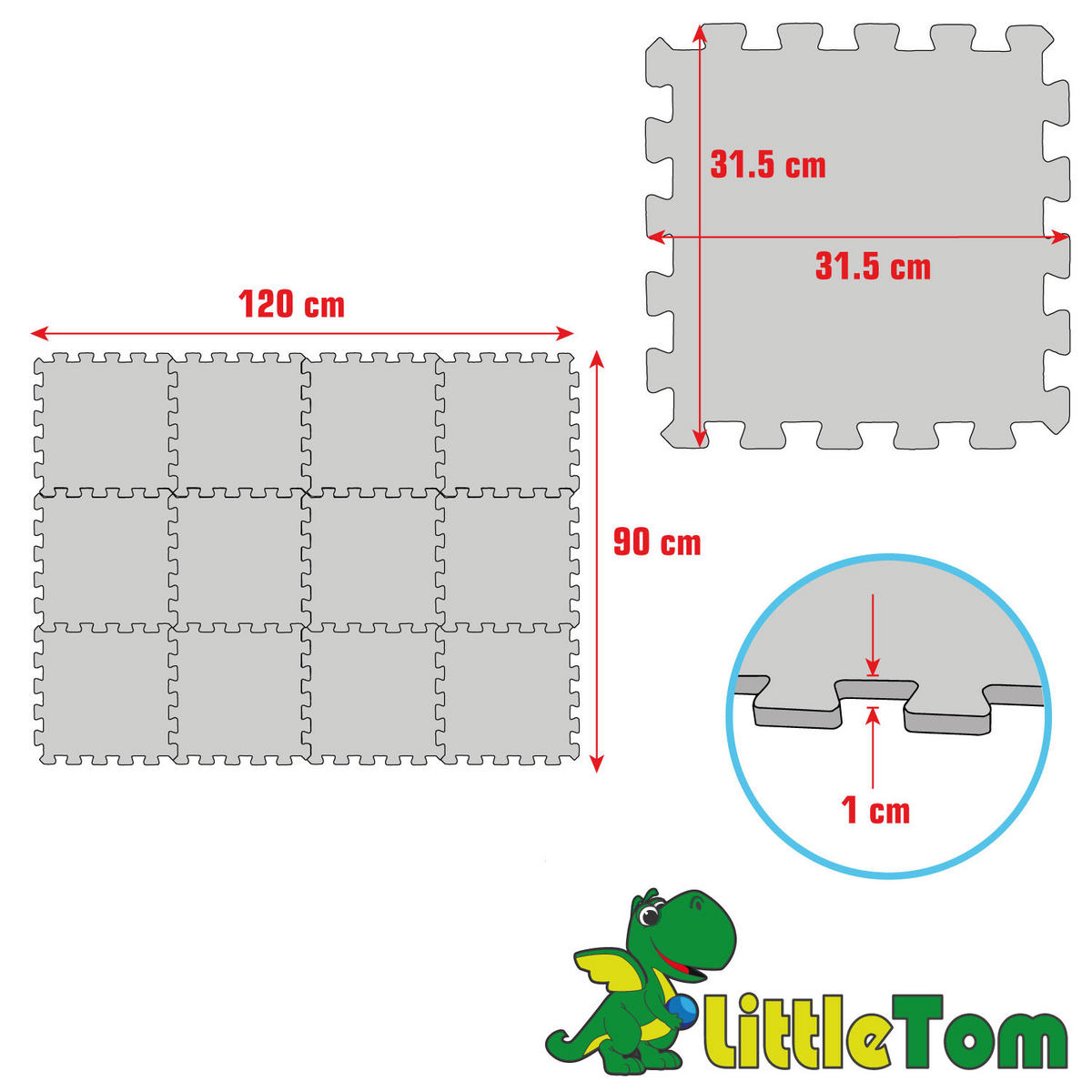 SPIELMATTE STRASSE- 120/90 cm Puzzlematte Grün - Multicolor, Kunststoff (30/30cm) - Littletom