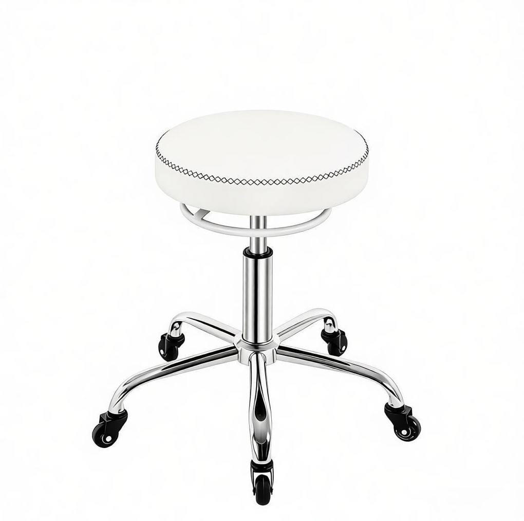 BÜROHOCKER höhenverstellbar mit Rollen 46-58 cm PU White - Weiß, Metall (49/58/49cm) - Meubliv