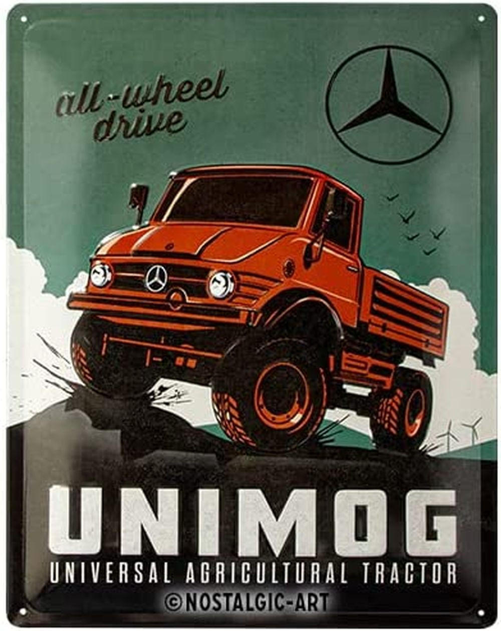 BLECHSCHILD 30/40 cm Daimler Truck Unimog - Multicolor, Metall (30/40/0.2cm) - Nostalgic-Art