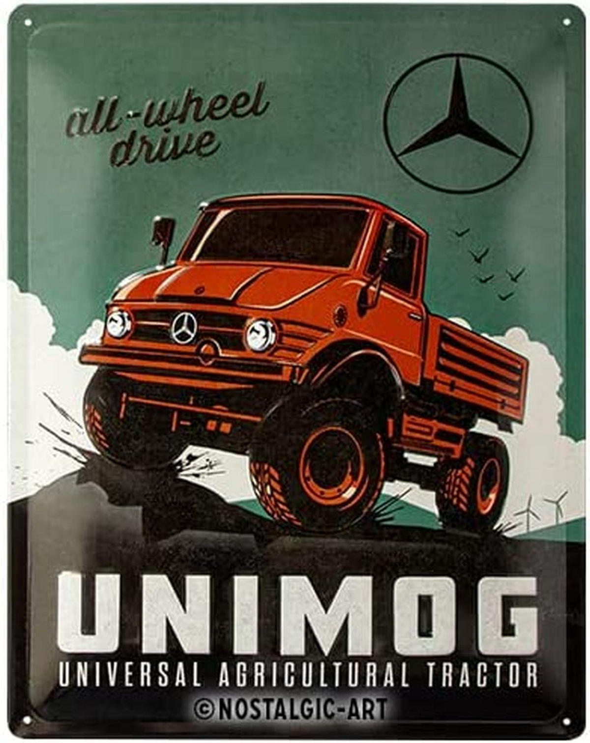 BLECHSCHILD 30/40 cm Daimler Truck Unimog - Multicolor, Metall (30/40/0.2cm) - Nostalgic-Art