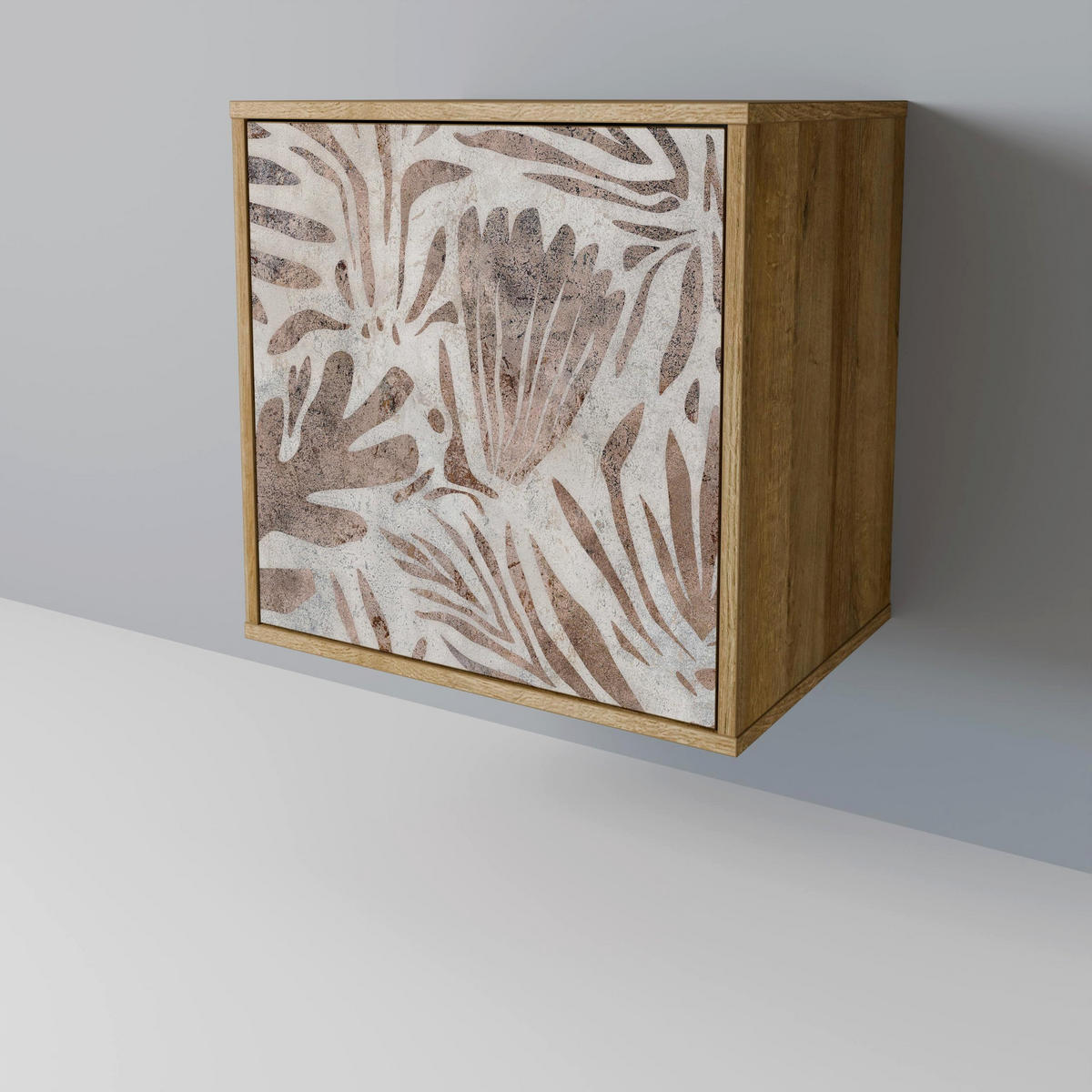 SIDEBOARD PASSING TIME, Eichefarben, 57,5x42x67,5 cm, Schwarze Metall-Rahmenfüße - Eichefarben/Multicolor, Holzwerkstoff/Metall (57.5/67.5/42cm) - SpaceRebels