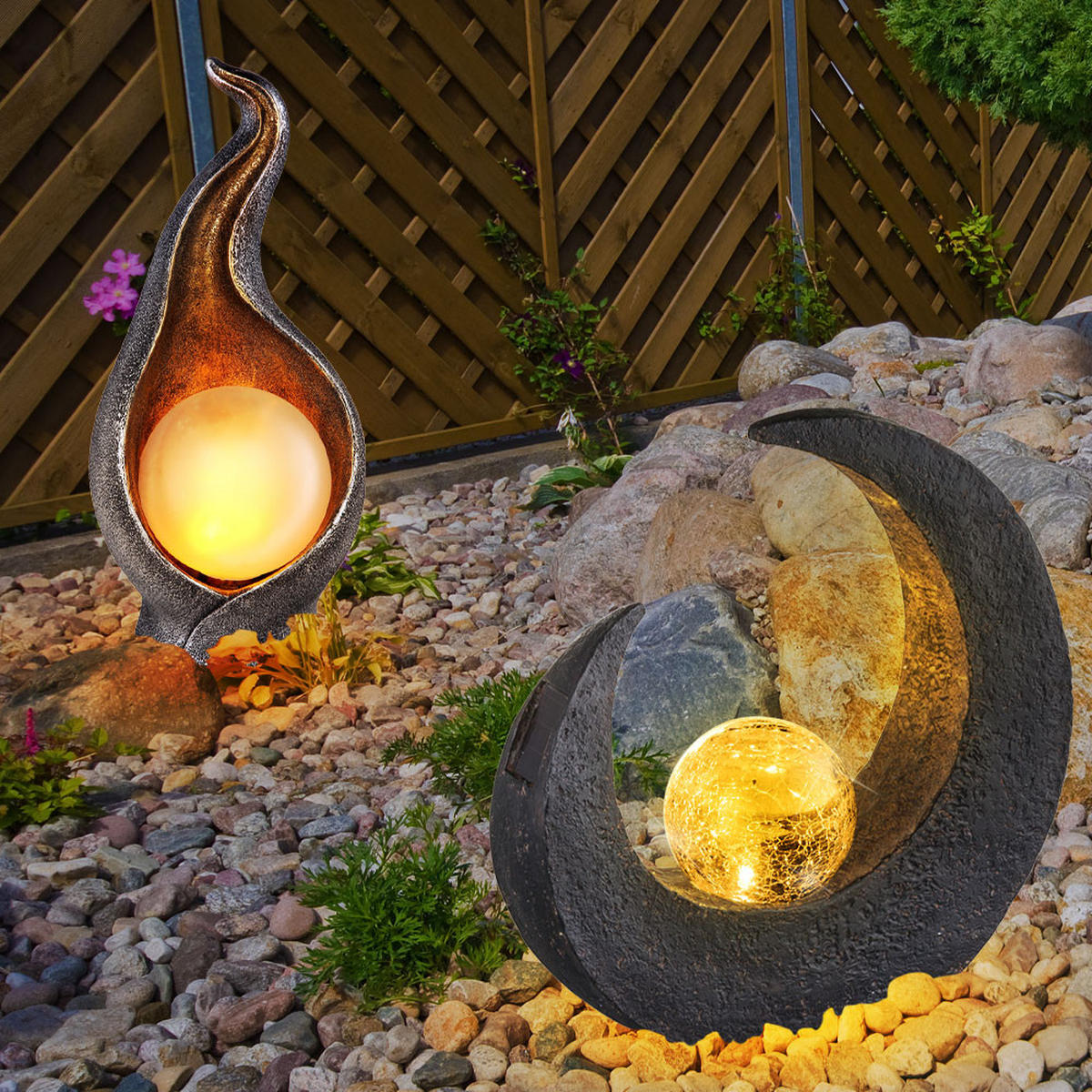 LED AUSSENLEUCHTE Flamme Schwarz 2er Set - Schwarz, Kunststoff (29.4/9/30.5cm)