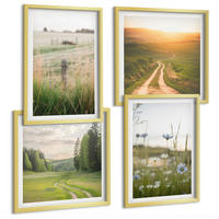 BILDER SET 4er Set - 50x50 cm & 40x60 cm Goldrahmen - Landschaften Natur Felder Sonne - Goldfarben, Kunststoff (50/50cm) - TULUP