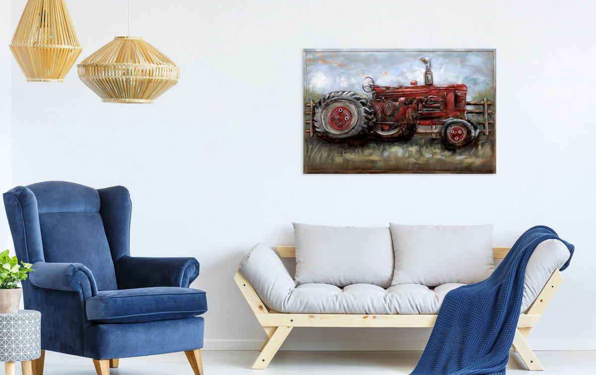 METALLBILD Blau 90/60 cm - Blau/Rot, Metall (3.01/60cm) - KUNSTLOFT