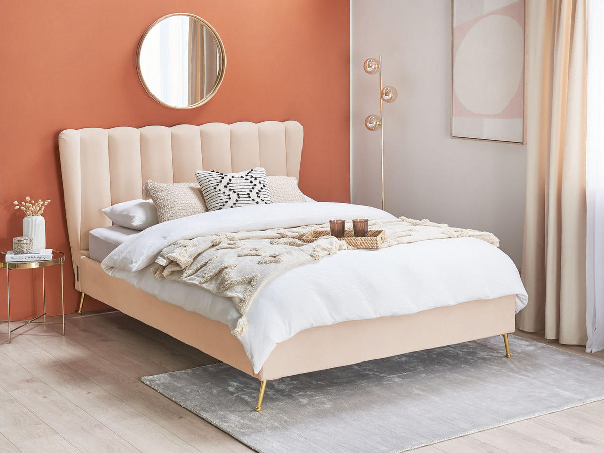 POLSTERBETT 140/200cm Beige Miribel - Beige, Textil (140/200cm) - Beliani