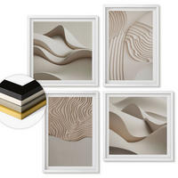 WANDBILDER 4er-Set - 50x50 cm & 40x60 cm Weißer Rahmen - Abstrakte Wellen auf dem Sand - Weiß, Kunststoff (50/50cm) - ArtPrintCave