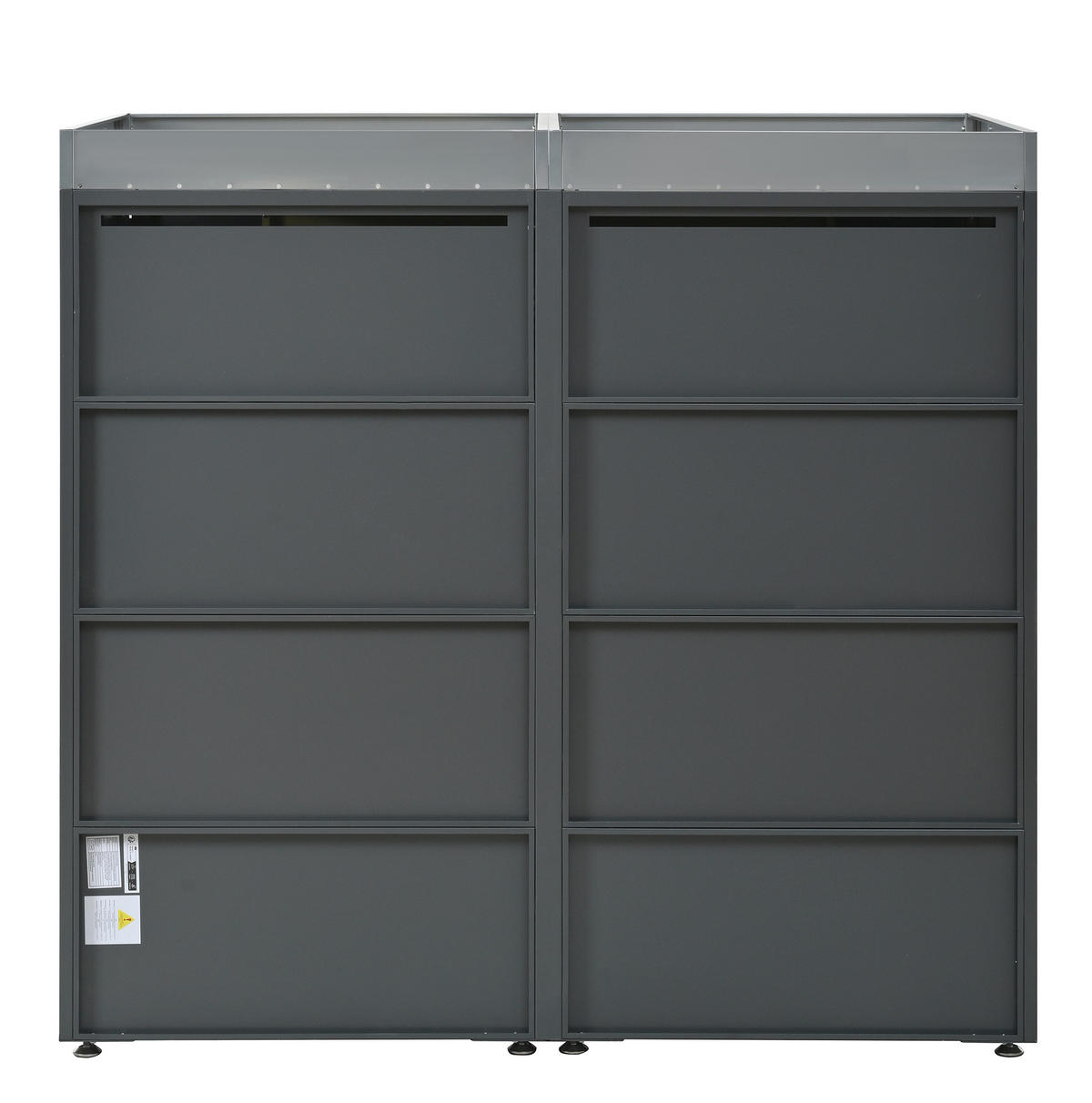 MÜLLTONNENBOX aus Stahl in Grau Holzoptik mit Pflanztrog & Belüftung - Grau, Metall (132/124.5/80cm) - Modfu