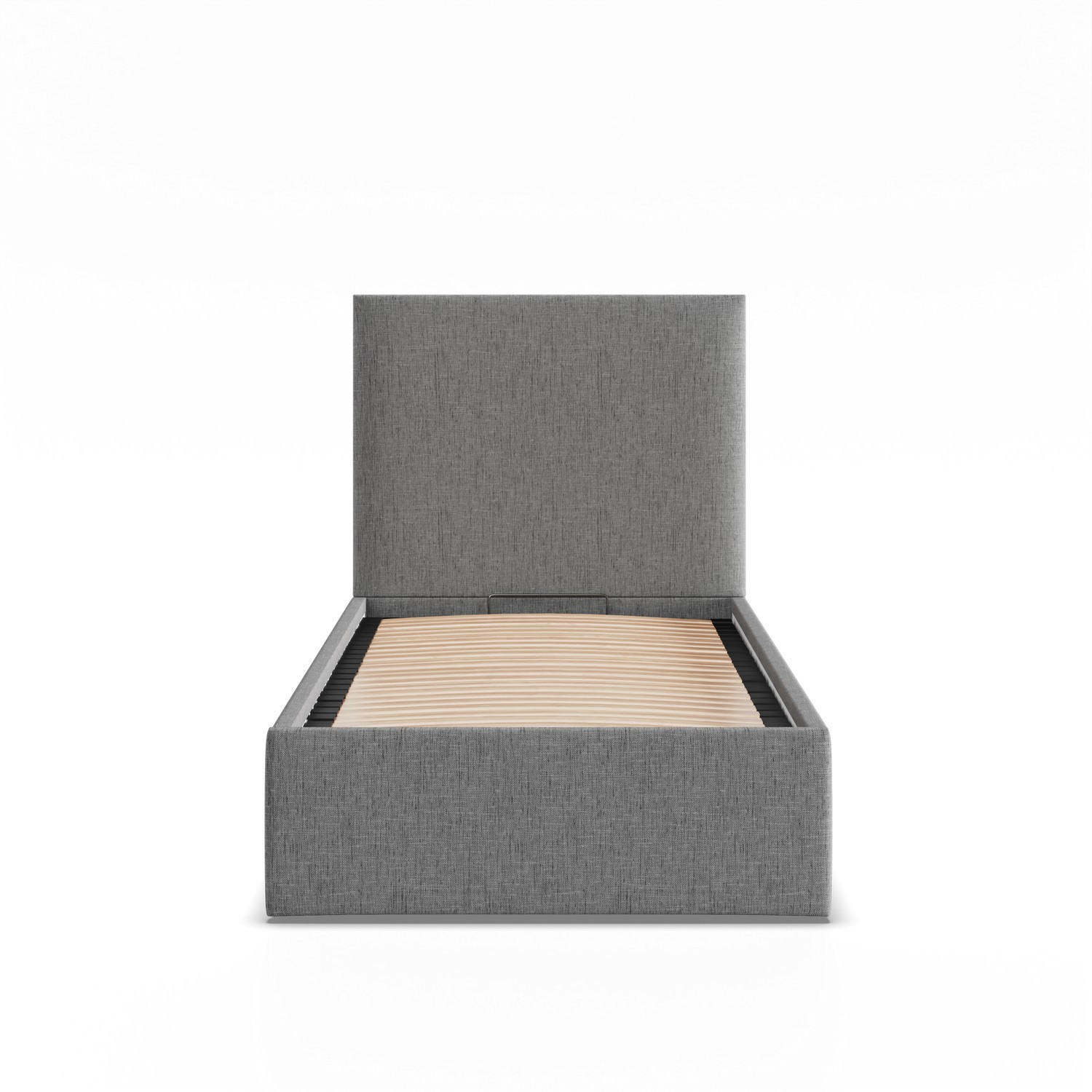 POLSTERBETT MIT KOPFTEIL 90x200 mit Bettkasten PAOLA, Grau - Dunkelgrau, Textil (90/200cm) - Mebligo