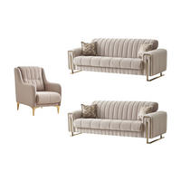 SITZGARNITUR Kochi, Beige Stellvariante 3+2+1 - Beige, Holzwerkstoff/Metall (243/85/95cm)