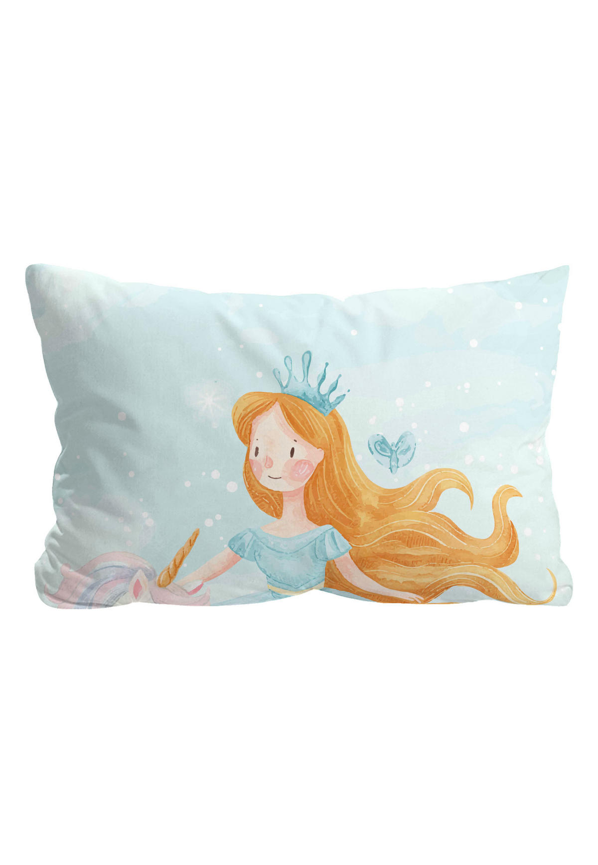 BETTWÄSCHE-GARNITUR Biber Prinzessin Einhorn ciel, 100x135 cm + 40x60 cm - Hellblau, Textil (100/135cm) - biberna