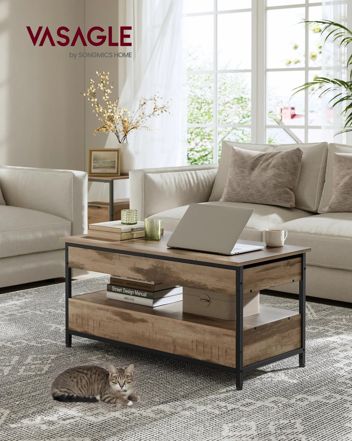 COUCHTISCH, Braun, höhenverstellbar, mit Schubladen - Braun, Holzwerkstoff (50/100/63cm) - Kaket