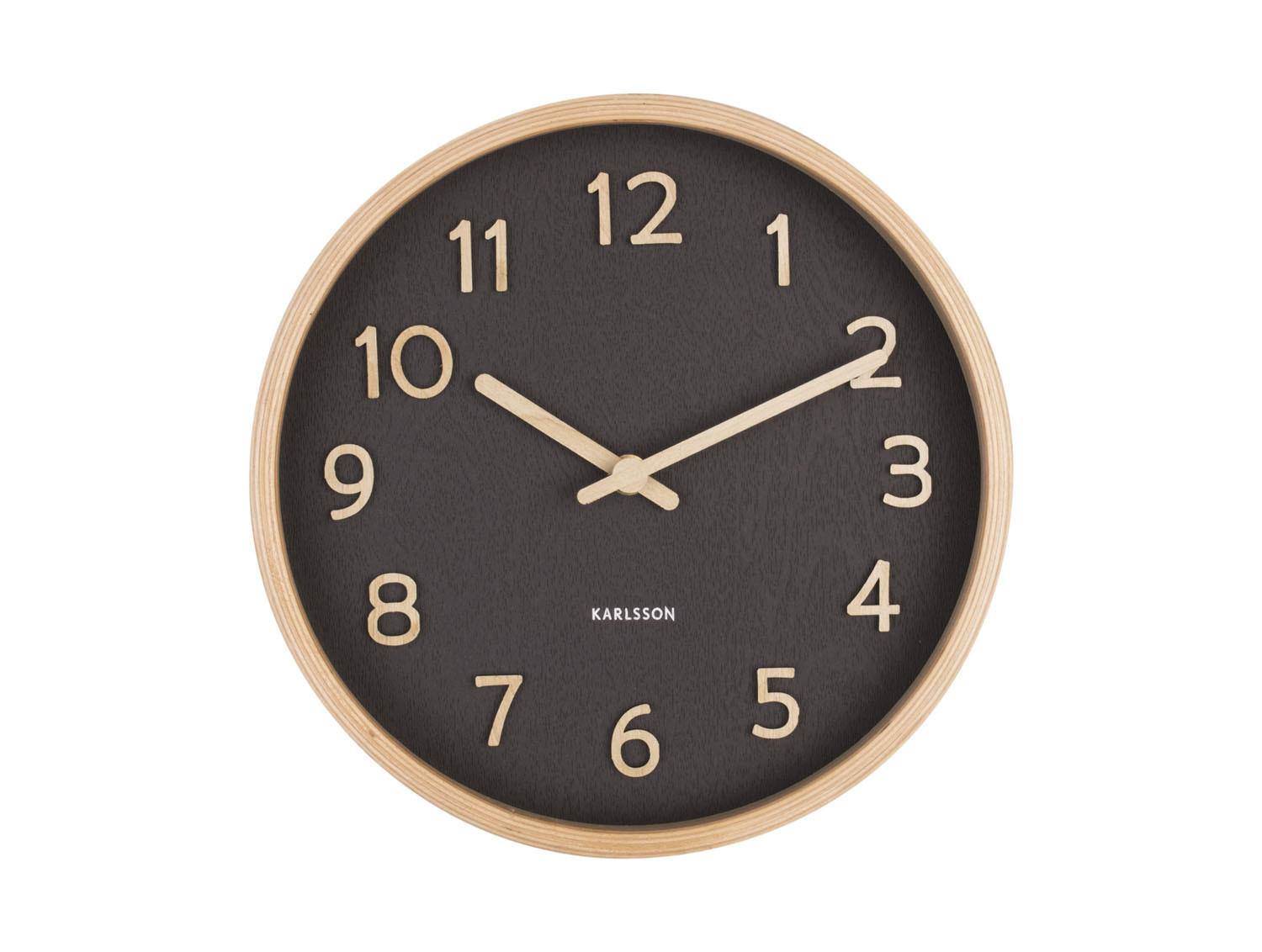 WANDUHR Pure Wood Grain Ø22 cm - Schwarz, Holz (22/22/4.5cm) - Karlsson