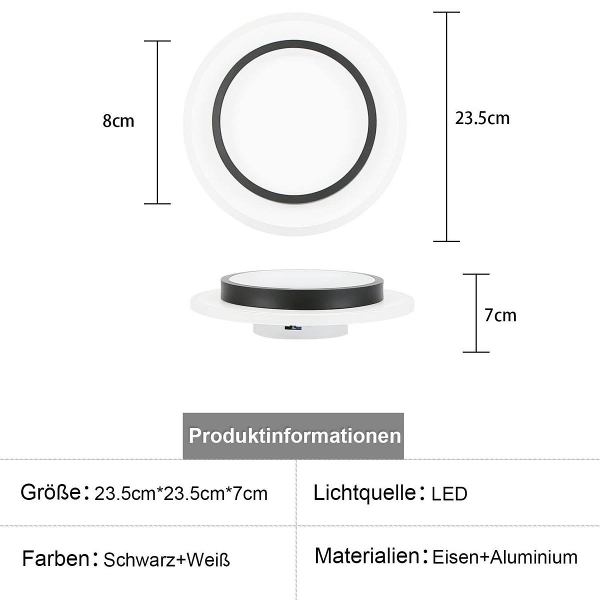 DECKENLEUCHTE Corinthaia 23.5/23.5/7 cm - Weiß, Metall (23.5/23.5/7cm) - ZMH