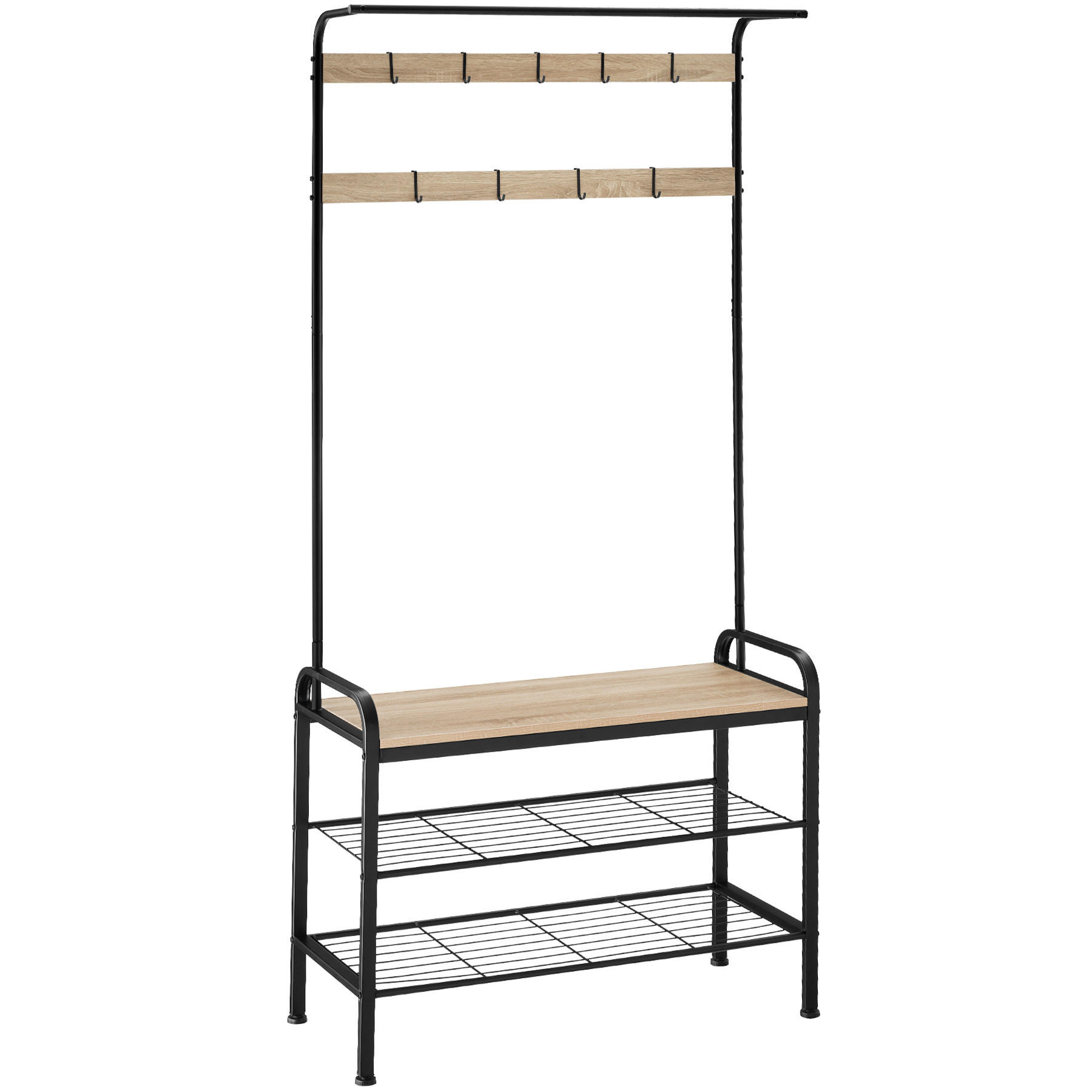 GARDEROBENSTÄNDER Alberta,inklusive Kippschutz, 85,5 x 36 x 184 cm,Industrial Holz hell, Eiche Sonoma - Naturfarben, Textil (36/184/85.5cm) - tectake