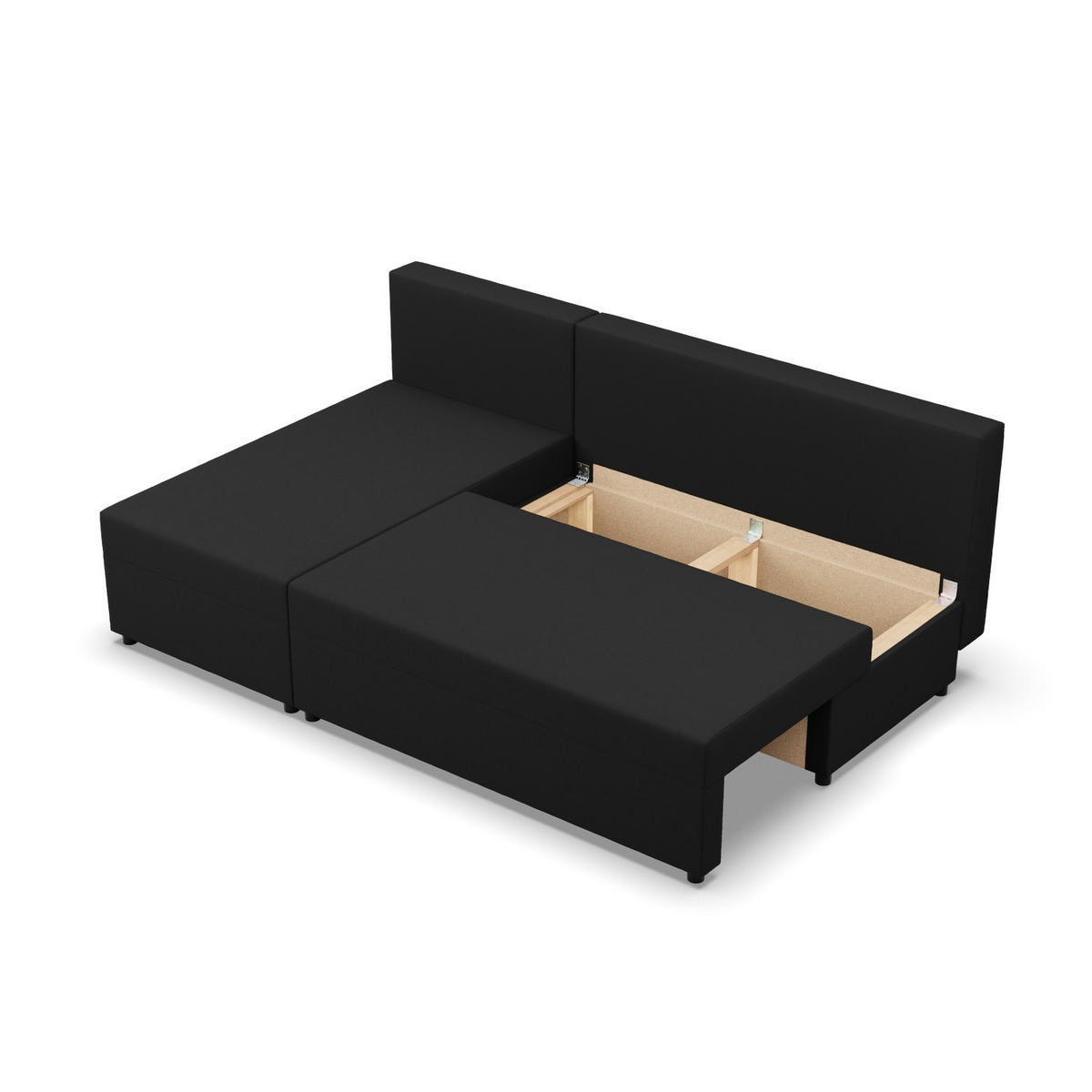 ECKSOFA MIT SCHLAFFUNKTION FERMO BONELL Schwarz - Schwarz, Textil (137/201cm) - Mebligo