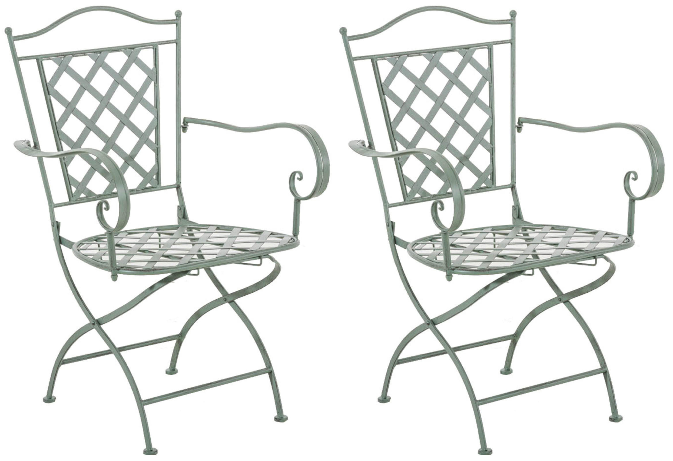 GARTENSTUHL 2er Set Metall antik-grün - Grün, Metall (56/93/51cm) - CLP