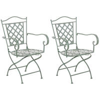 GARTENSTUHL 2er Set Metall antik-grün - Grün, Metall (56/93/51cm) - CLP