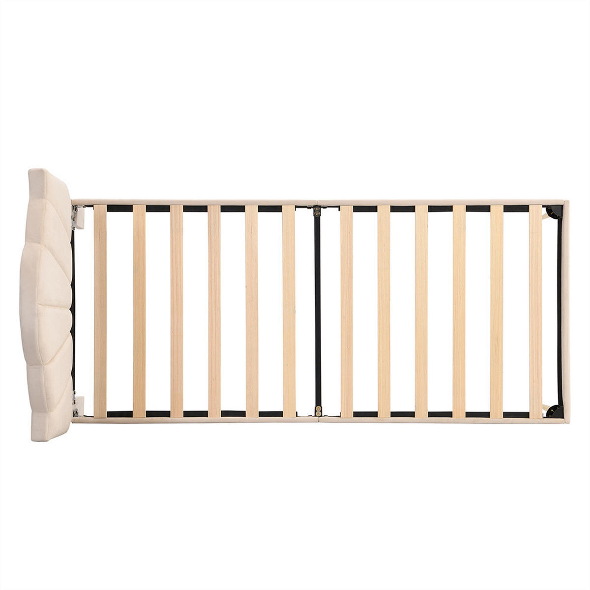 POLSTERBETT 90/200 cm in Beige Samt mit Goldenen Eisenbeinen - Beige, Holz/Textil (90/200cm) - KOMHTOM