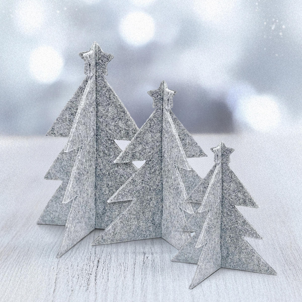 DEKO-TANNENBAUM XMAS 3er-Set - Hellgrau, Textil (21/21cm) - Miqio Design