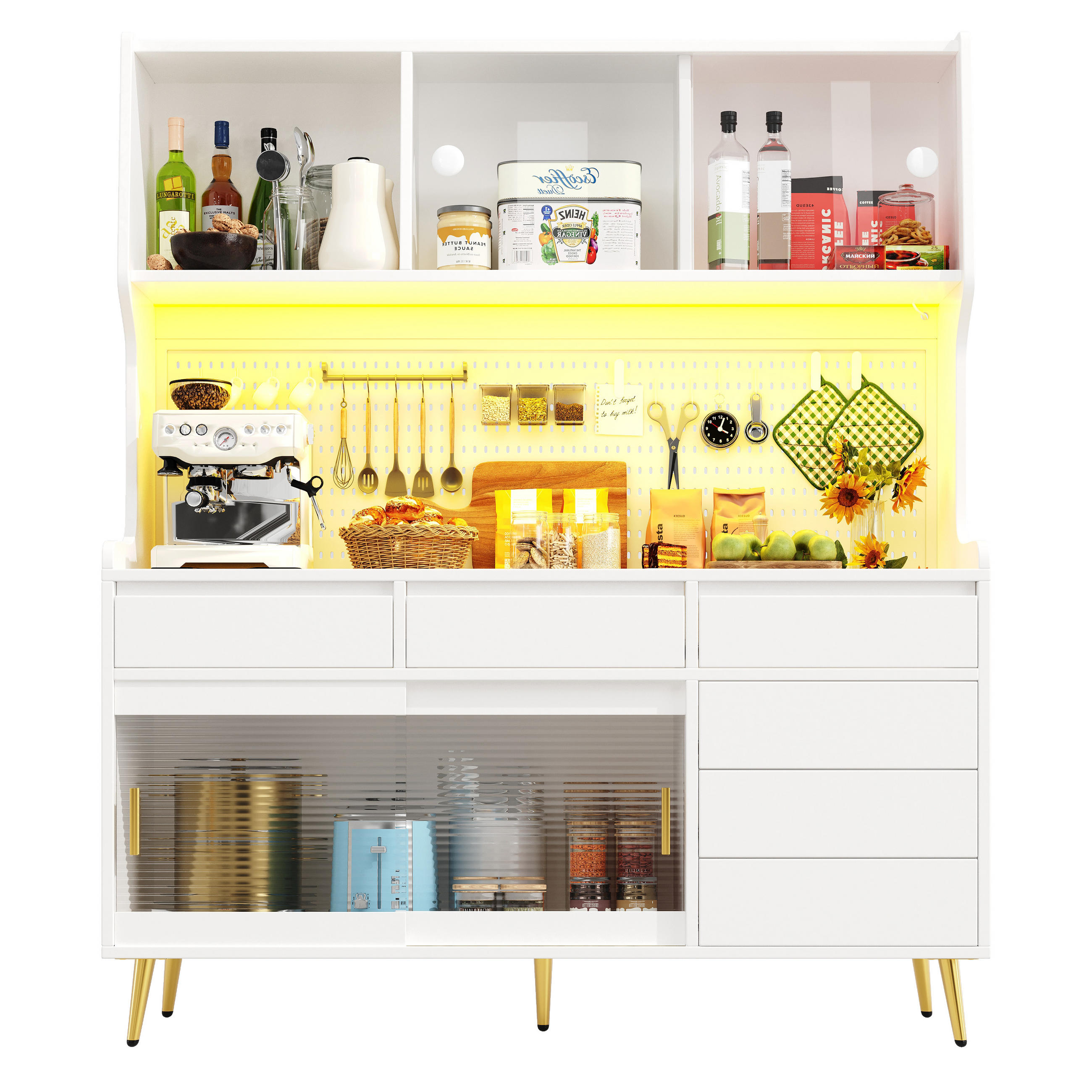 HOCHSCHRANK LED App 145x39x171Cm Lochwand Weiß - Weiß, Glas (145/171/39cm) - FLIEKS