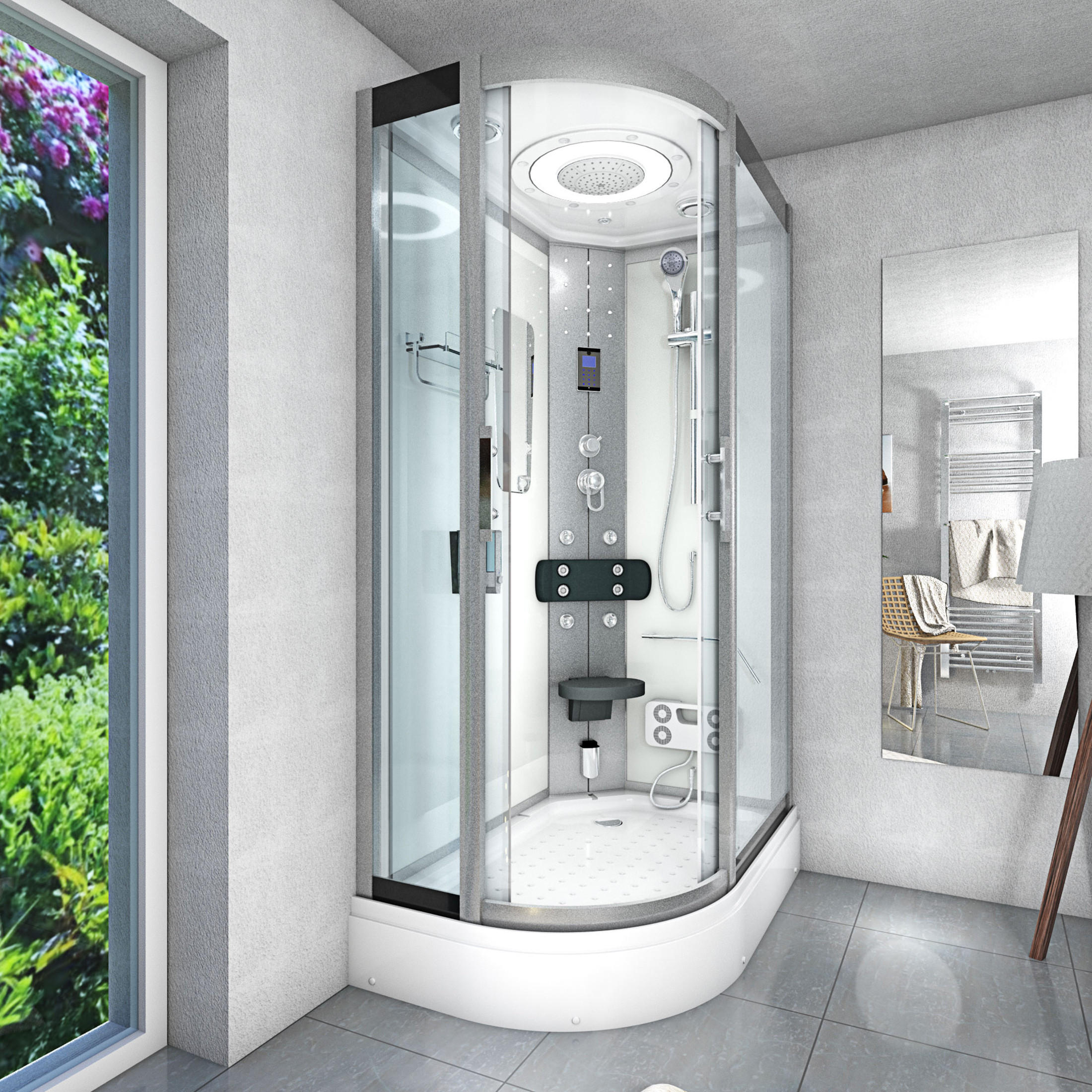 Thumbnail - AcquaVapore by Sandra Jentho Dusche, Weiß, Glas, Kunststoff, Metall, 80x215x120 cm, CE, Badezimmer, Baden & Duschen, Dus...