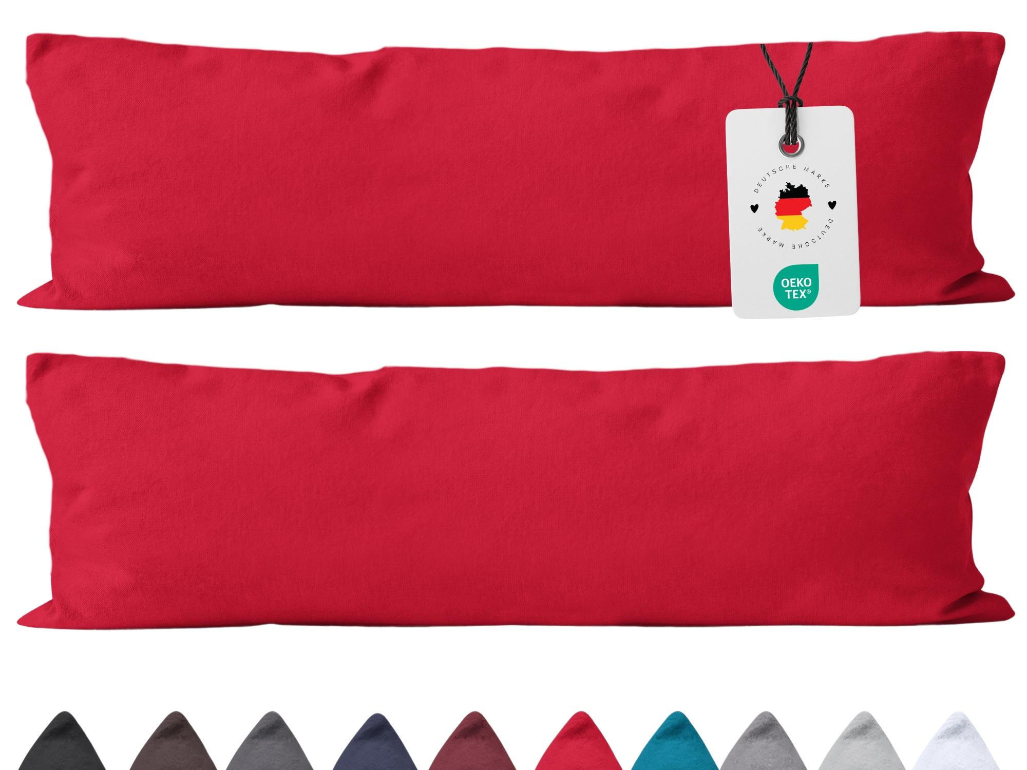 SEITENSCHLÄFERKISSEN-BEZUG 40x145 cm aus 100% Baumwolle, KISSENBEZUG Rot Uni - Rot, Textil (145/40cm) - Carpe Sonno