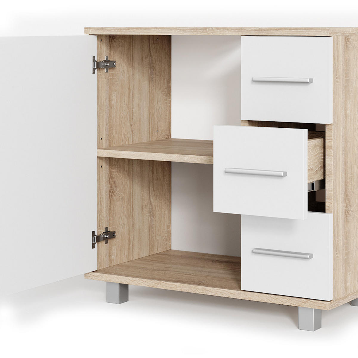 BADMÖBEL-SET Ilias Sonoma 2 Teile - Weiß/Sonoma Eiche, Holzwerkstoff (60/60.8/33cm) - Vicco