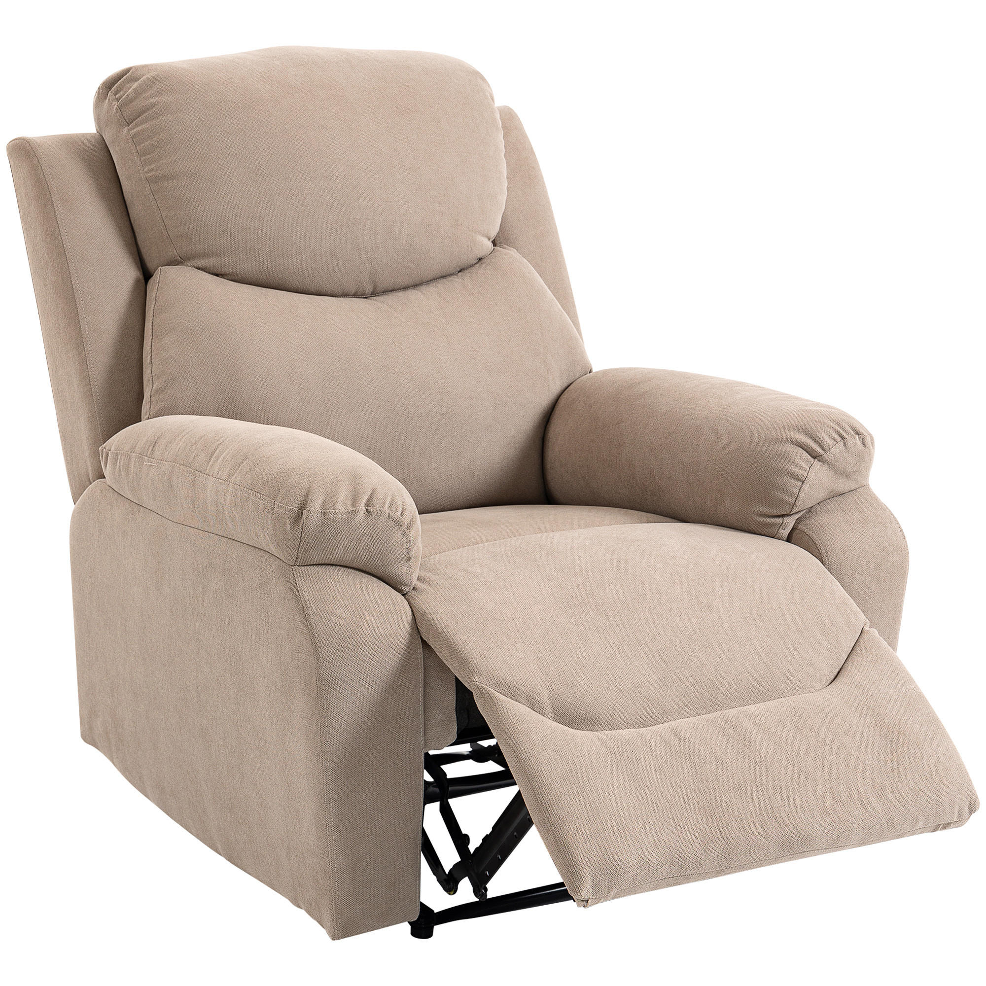 RELAXSESSEL,MANUELL dicker Stoff gepolsterte Armlehnen Fußstütze,beige - Beige, Textil (85/105/93cm) - Vallsero