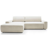 ECKSOFA Baleo Creme Chenille-Bezug - Creme/Schwarz, Kunststoff/Textil (264/162cm) - Selsey