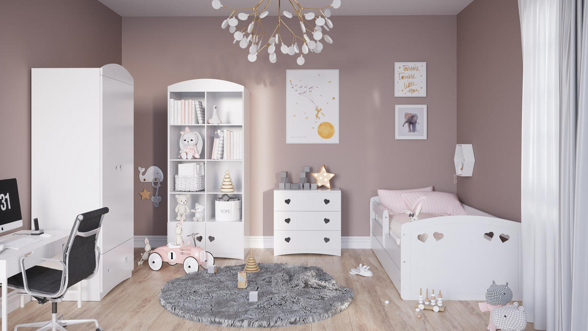 KINDERBETT JULIA mit Schublade ohne Matratze 90/65/184 - Weiß, Holzwerkstoff (80/180cm) - RAUMHIRSCH FURNITURE