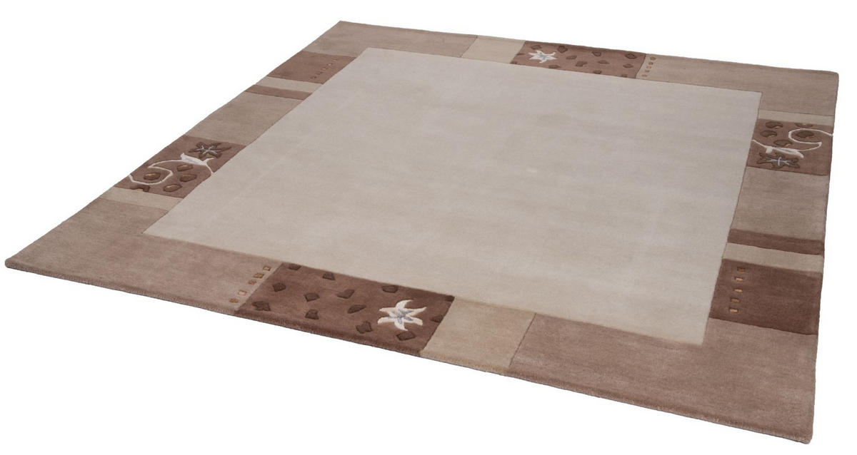HANDTUFTTEPPICH Royal Ganges 200x200 cm - Beige, Textil (200/200cm) - THEKO