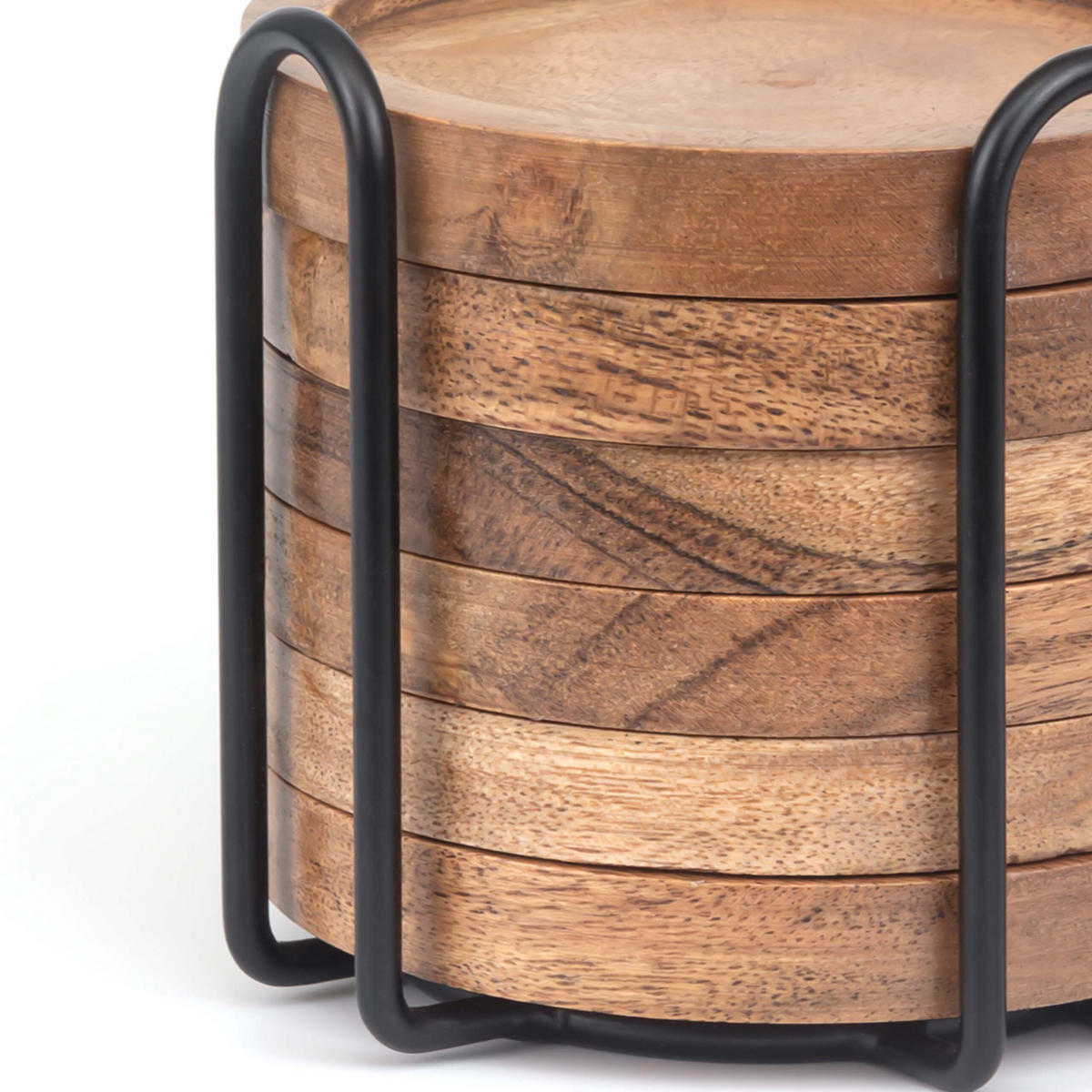 6XUNTERSETZER - Braun, Holz/Metall (11/11cm) - Relaxdays