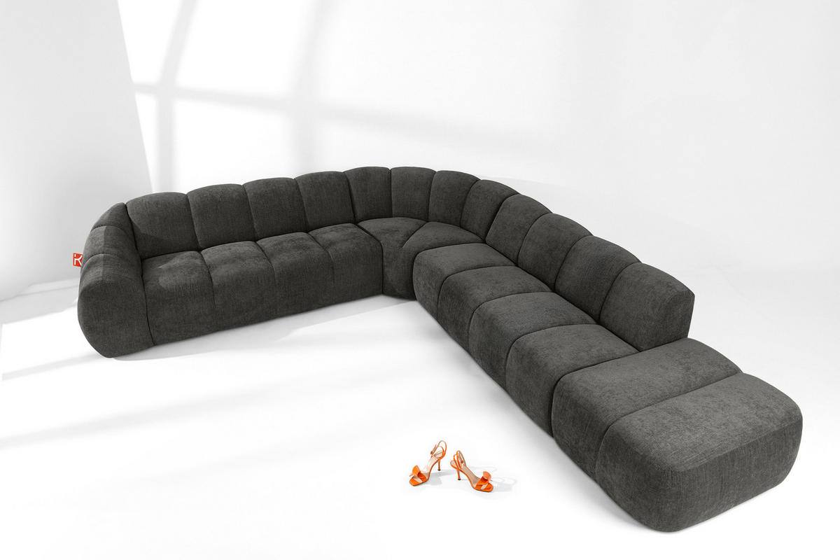 ECKSOFA RECHTS FLAVA, Graphitfarben - Graphitfarben, Holz/Holzwerkstoff (310/354cm) - KONSIMO®
