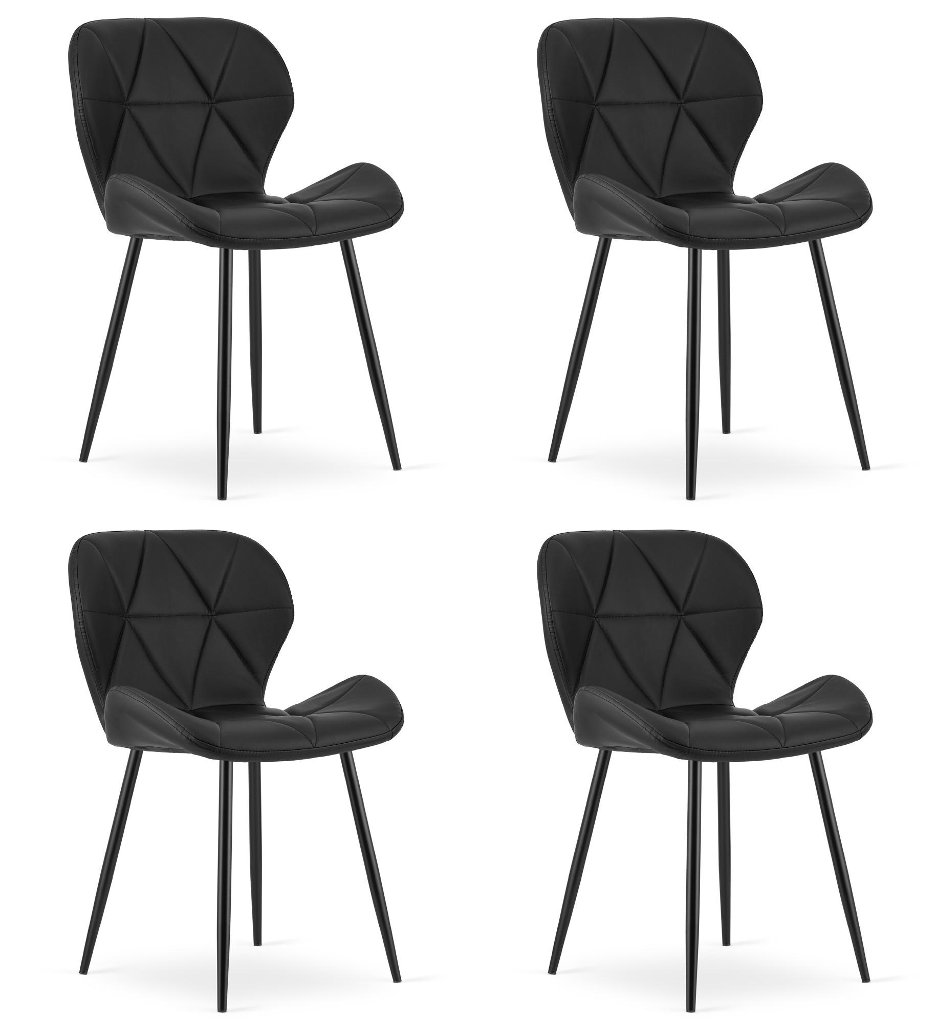 STUHL Schwarz 46x53 cm MANGO Öko-Leder 4 Stück - Schwarz, Kunststoff (46/49/53cm)