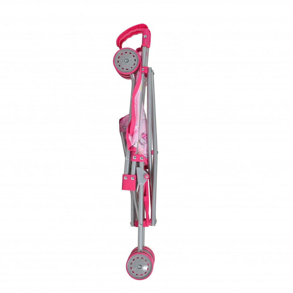 PUPPENWAGEN Kaya S9302 rosa Hasenmotiv, Doppelräder, Schiebehöhe 55 cm, 100% Polyester, rosa - Rosa, Metall (26.5/55/51cm) - Moni