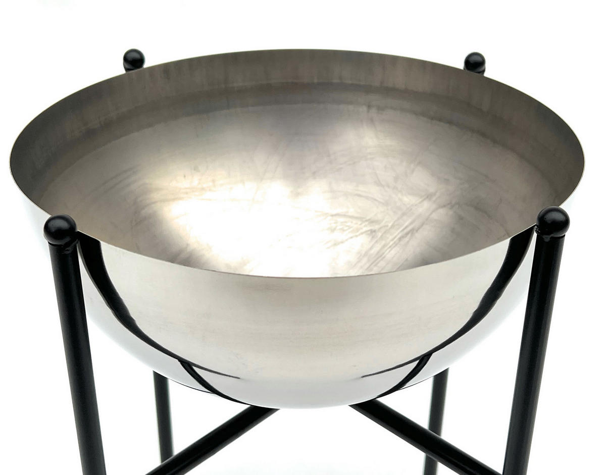 BLUMENHOCKER Metall mit Topf Schwarz Silber 35 cm 96257 M - Schwarz, Metall (20/35/20cm) - DanDiBo