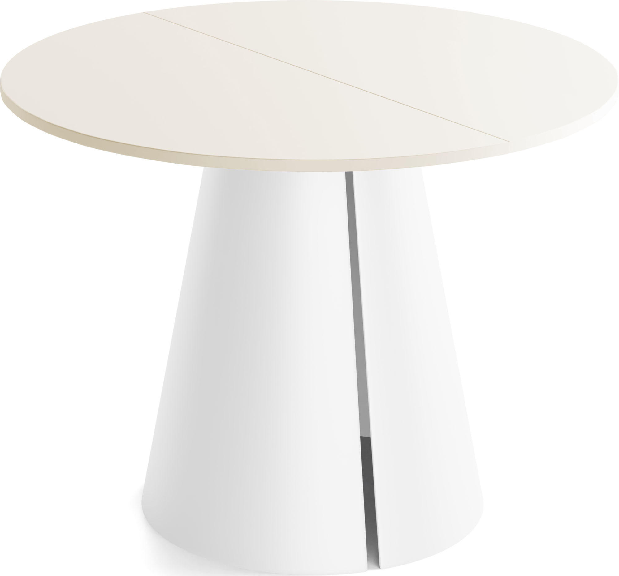 ESSTISCH Lamio runder ausziehbarer, Beige Cashmere 100-180/100/76 cm - Kaschmir/Weiß, Holzwerkstoff/Metall (100/100/76cm) - WFL GROUP