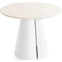 ESSTISCH Lamio runder ausziehbarer, Beige Cashmere 100-180/100/76 cm - Kaschmir/Weiß, Holzwerkstoff/Metall (100/100/76cm) - WFL GROUP