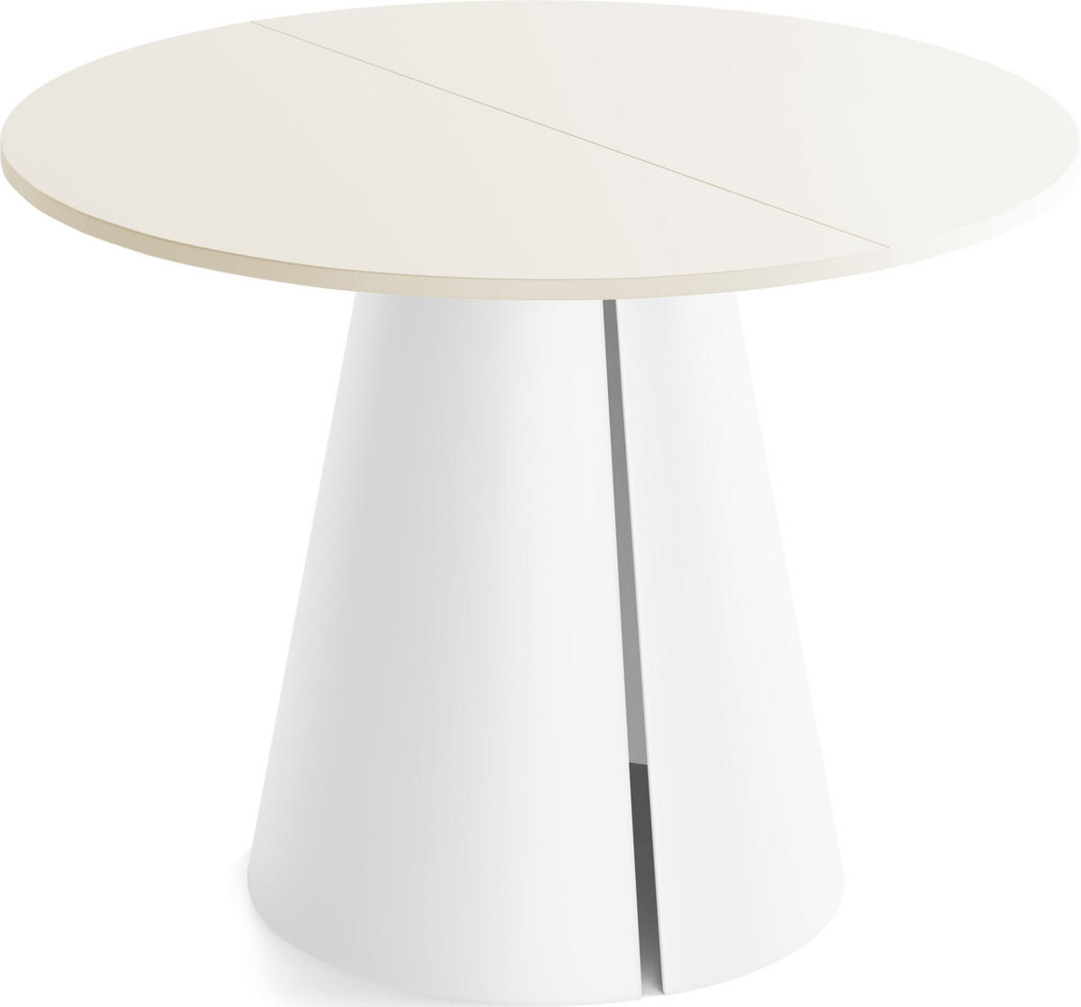 ESSTISCH Lamio runder ausziehbarer, Beige Cashmere 100-180/100/76 cm - Kaschmir/Weiß, Holzwerkstoff/Metall (100/100/76cm) - WFL GROUP