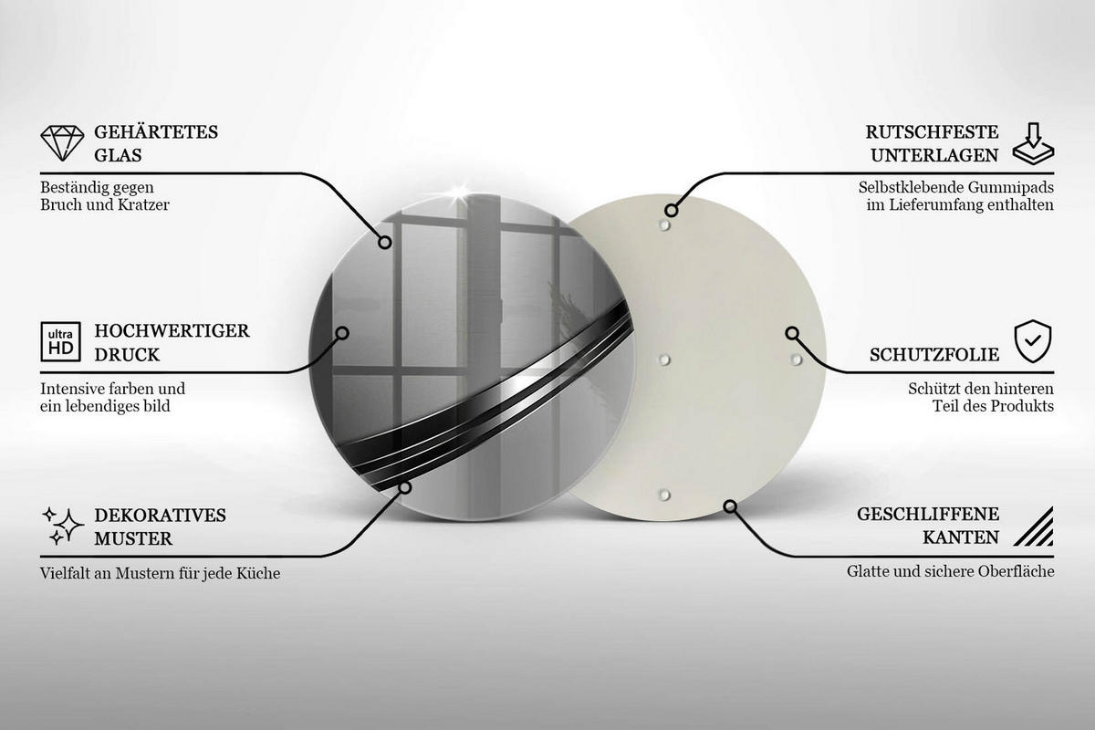 GLASPLATTE Ø 30 cm Metall Abstraktion Struktur - Edelstahlfarben, Glas (30/30cm) - Wallfluent