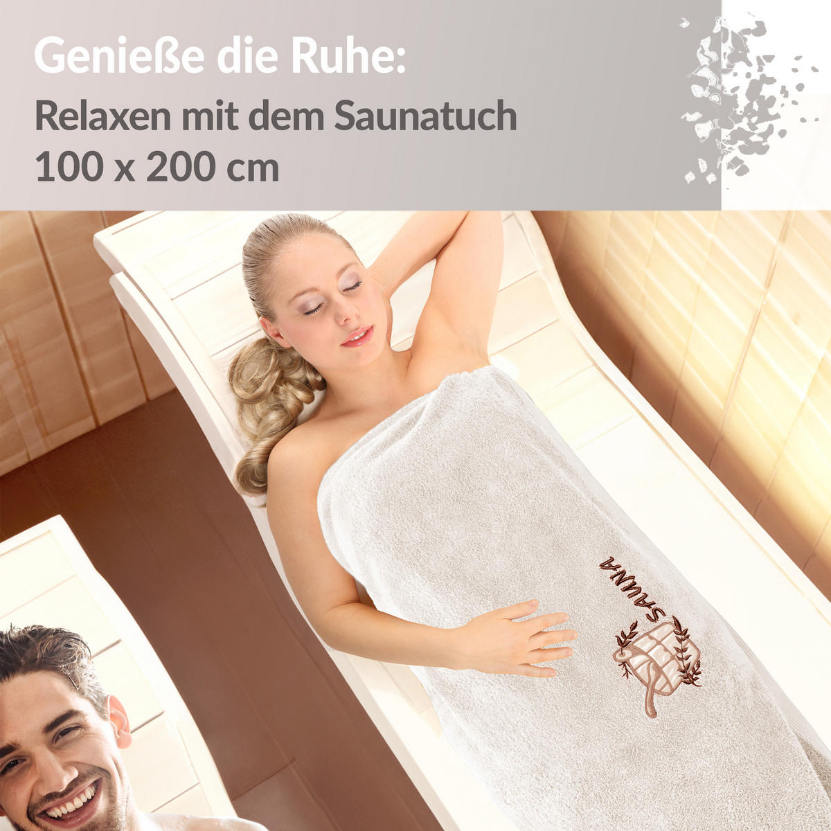 SAUNATUCH Lillby Natur 100x200 cm - Naturfarben, Textil (100/200cm) - Lashuma