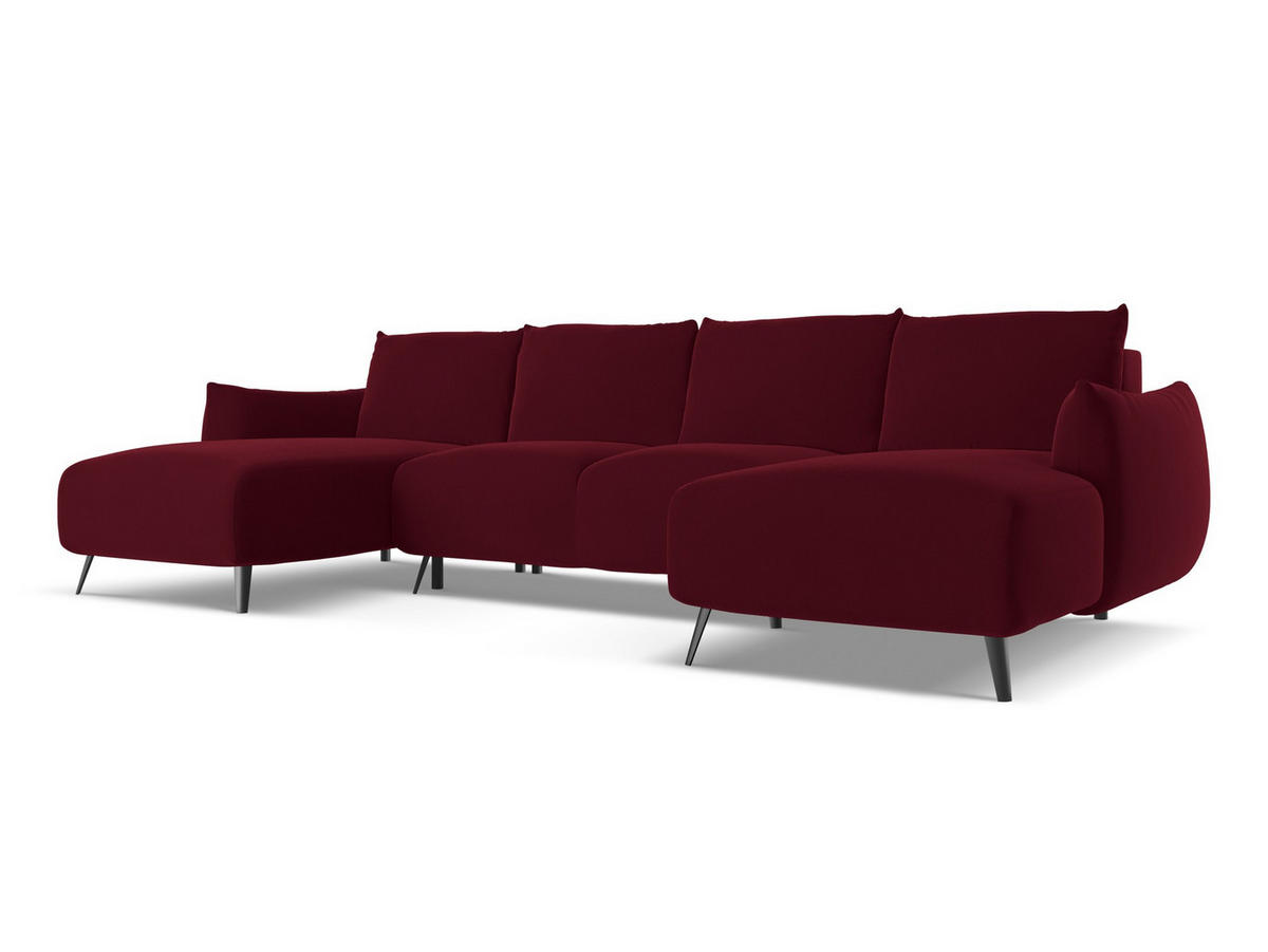 WOHNLANDSCHAFT Samt Stoff Rot - Bordeaux/Rot, Textil/Metall (317/86/162cm) - Makamii