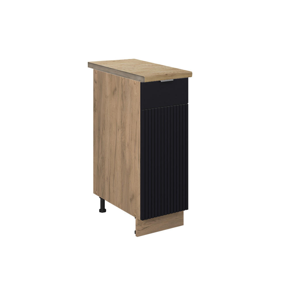 APOTHEKERSCHRANK Fame-Line, Schwarz gestreift, 30 cm, AP Eiche - Honigeiche/Eiche Wotan, Holzwerkstoff (30/82/60cm) - Vicco