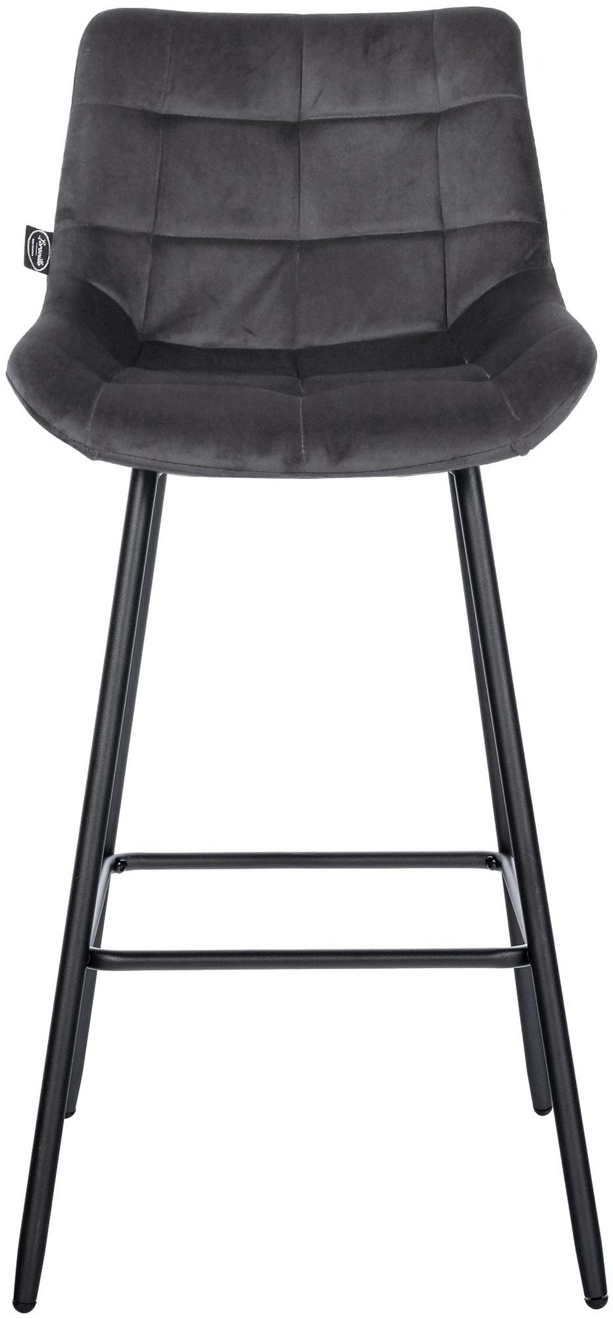 BARHOCKER Welton Samt dunkelgrau - Dunkelgrau/Schwarz, Textil/Metall (49/104/56cm) - TPFLiving