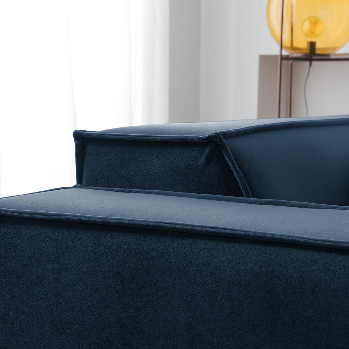 ECKSOFA mit Longchair - Schwarz/Dunkelblau, Kunststoff/Textil (294/177cm) - home24